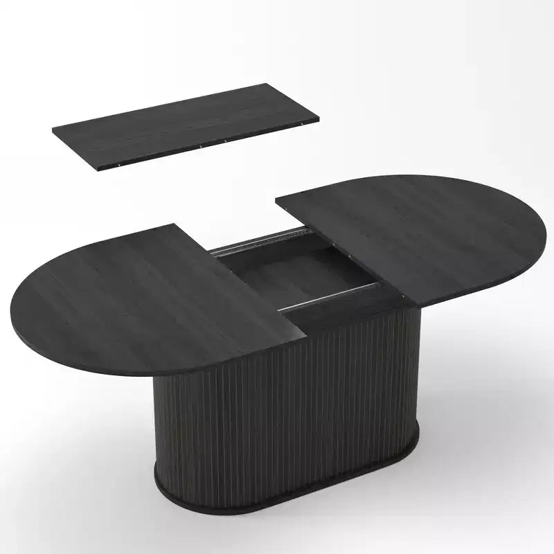 GDFStudio Aditi Tavolo da Pranzo Estensibile 55.11 - 70.86 Moderno con Base a Piedistallo a Strisce