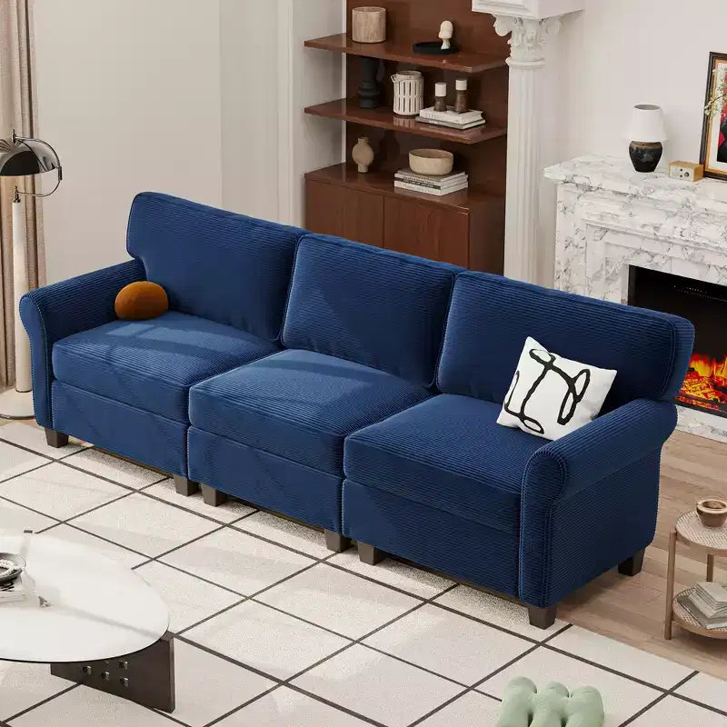 Divano a 3 posti in velluto a coste Oralie di GDFStudio con cuscini rimovibili e braccioli ergonomici