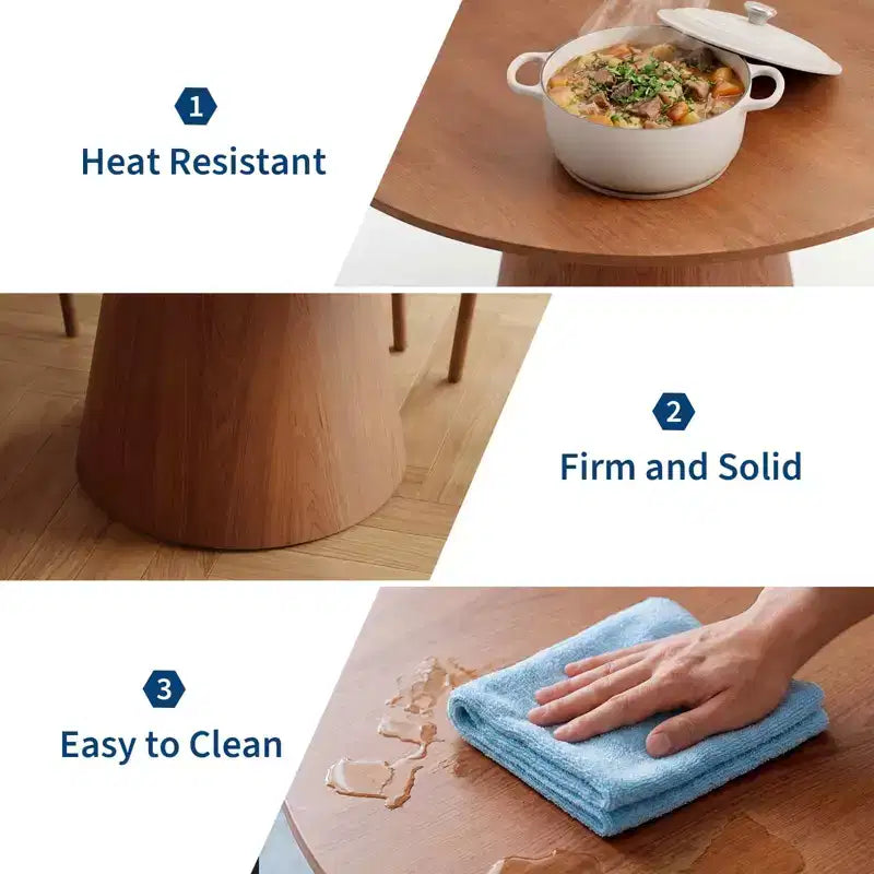 Tavolo da pranzo rotondo da 43'' per 4-6 persone, tavolo da cucina in legno con base a piedistallo, tavolo rotondo in stile rustico per soggiorno, appartamento (solo tavolo), noce