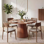Tavolo da pranzo rotondo da 43'' per 4-6 persone, tavolo da cucina in legno con base a piedistallo, tavolo rotondo in stile rustico per soggiorno, appartamento (solo tavolo), noce
