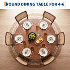 Tavolo da pranzo rotondo da 43'' per 4-6 persone, tavolo da cucina in legno con base a piedistallo, tavolo rotondo in stile rustico per soggiorno, appartamento (solo tavolo), noce
