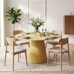 Tavolo da pranzo rotondo da 43'' per 4-6 persone, tavolo da cucina in legno con base a piedistallo, tavolo rotondo in stile rustico per soggiorno, appartamento (solo tavolo), noce