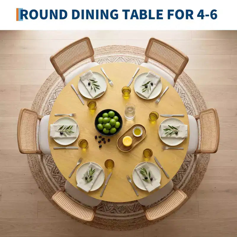 Tavolo da pranzo rotondo da 43'' per 4-6 persone, tavolo da cucina in legno con base a piedistallo, tavolo rotondo in stile rustico per soggiorno, appartamento (solo tavolo), noce