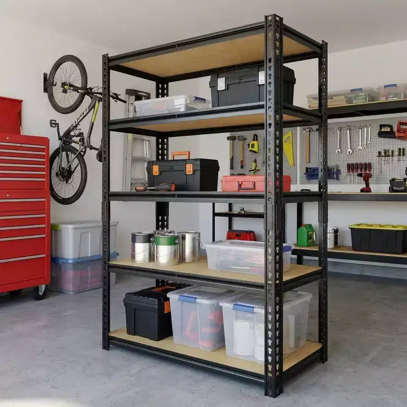 Scaffale portaoggetti in metallo a 5 ripiani da 29,5" L, unità di scaffalatura da garage regolabile per impieghi gravosi, ripiano organizer multiuso con capacità di 907 kg