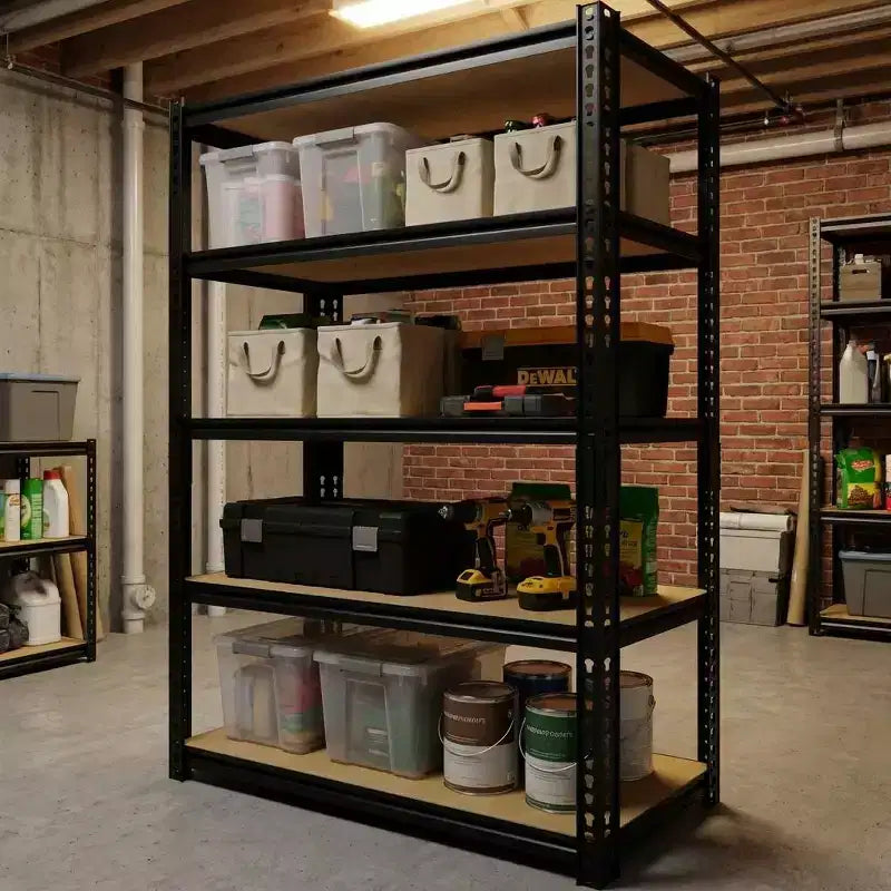 Scaffale portaoggetti in metallo a 5 ripiani da 29,5" L, unità di scaffalatura da garage regolabile per impieghi gravosi, ripiano organizer multiuso con capacità di 907 kg