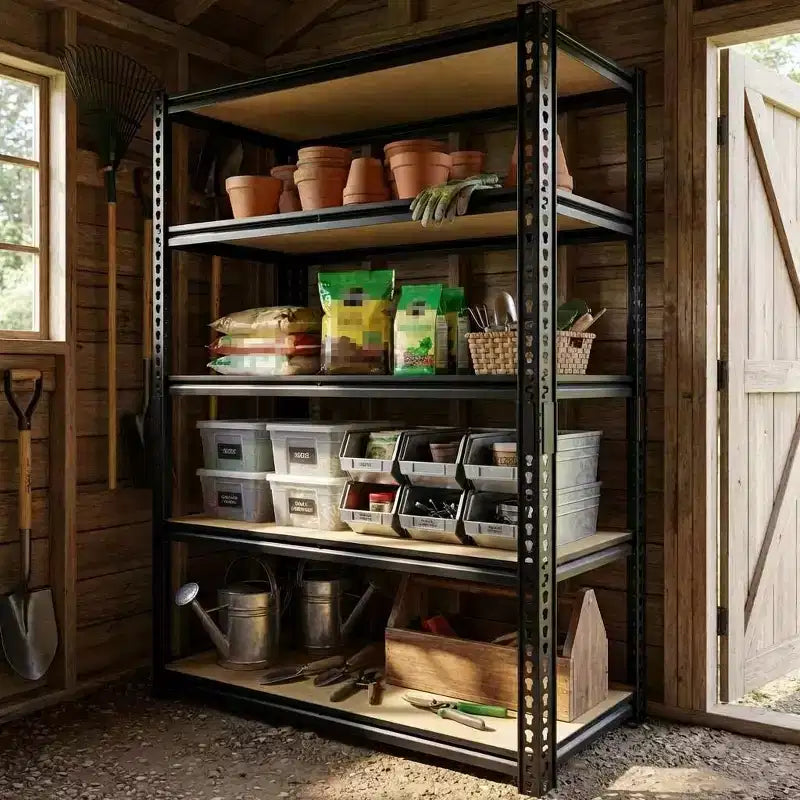 Scaffale portaoggetti in metallo a 5 ripiani da 29,5" L, unità di scaffalatura da garage regolabile per impieghi gravosi, ripiano organizer multiuso con capacità di 907 kg