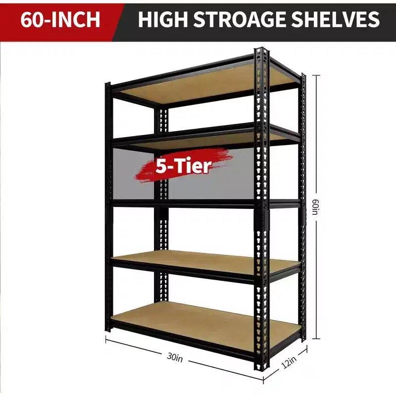 Scaffale portaoggetti in metallo a 5 ripiani da 29,5" L, unità di scaffalatura da garage regolabile per impieghi gravosi, ripiano organizer multiuso con capacità di 907 kg