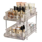 Organizzatore estraibile per il trucco, scaffali trasparenti a 2 livelli con divisori, 21 x 29 x 22 cm per cucina/bagno