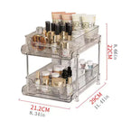 Organizzatore estraibile per il trucco, scaffali trasparenti a 2 livelli con divisori, 21 x 29 x 22 cm per cucina/bagno