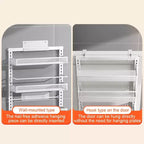 Organizzatore a 6 ripiani da appendere sopra la porta, scaffale portaspezie regolabile, montaggio a parete/porta per dispensa/lavanderia