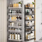 Organizzatore a 6 ripiani da appendere sopra la porta, scaffale portaspezie regolabile, montaggio a parete/porta per dispensa/lavanderia