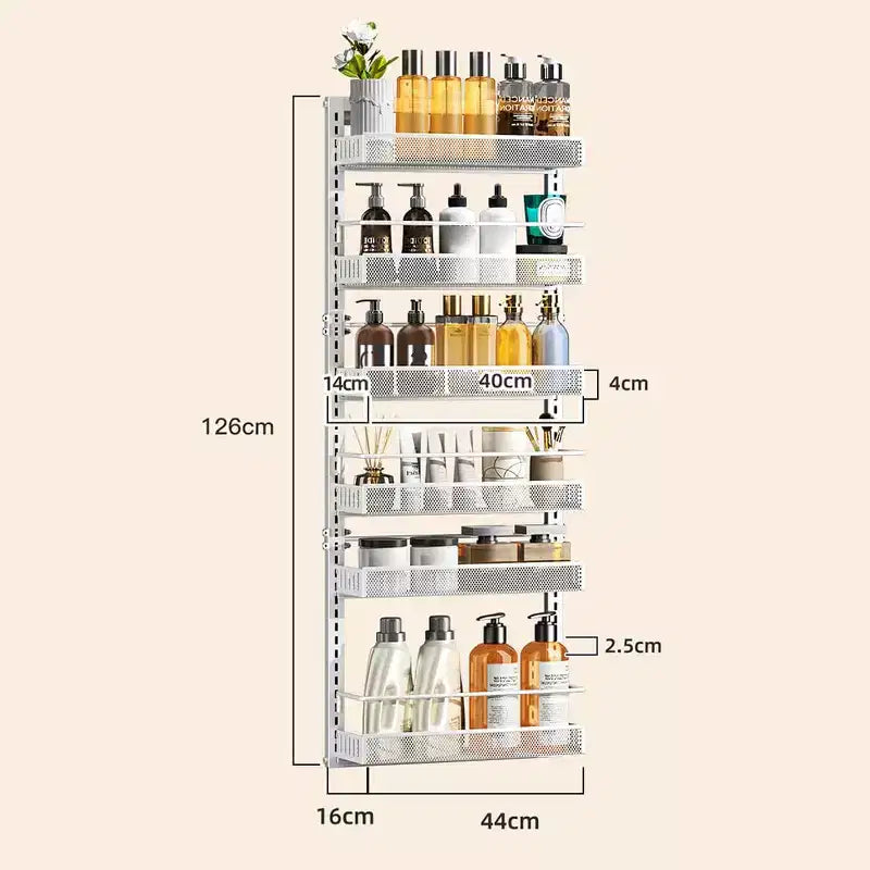 Organizzatore a 6 ripiani da appendere sopra la porta, scaffale portaspezie regolabile, montaggio a parete/porta per dispensa/lavanderia