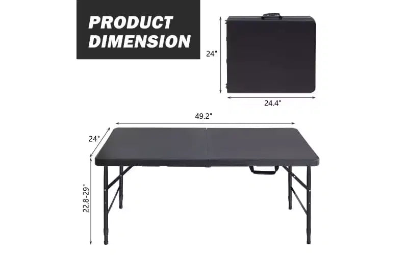 Tavolo pieghevole resistente da 122 cm, tavolo pieghevole portatile in plastica con maniglia, piedini antiscivolo, impermeabile e facile da pulire, per uso interno ed esterno