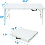 Tavolo pieghevole resistente da 122 cm, tavolo pieghevole portatile in plastica con maniglia, piedini antiscivolo, impermeabile e facile da pulire, per uso interno ed esterno