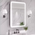 FAMYYT 20 in. W x 28 in. H Rectangular Iron Medicine Cabinet with Mirror, Dimmable LED Light, Anti-Fog and Outlets - Fully Assembled