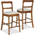 Best Choice Products Counter-Height Farmhouse Stools, Solid Wood w/ Cushion & Backrest, Set of 2