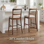 Sgabelli da Bar Rustici Counter-Height Best Choice Products, in Legno Massello con Cuscino e Schienale, Set da 2