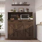 Mobile Credenza da Ingresso in Stile Rustico, Ripiani Regolabili, 3 Cassetti, Robusta Struttura in Legno per Cucina, Sala da Pranzo