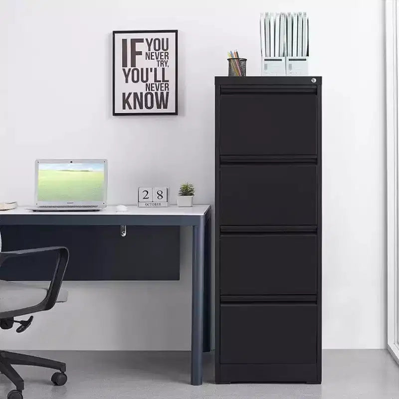 Armadio schedario verticale a 4 cassetti con serratura, armadio di archiviazione in metallo con chiusura a chiave