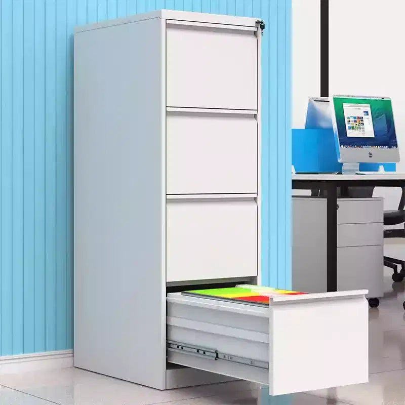 Armadio schedario verticale a 4 cassetti con serratura, armadio di archiviazione in metallo con chiusura a chiave