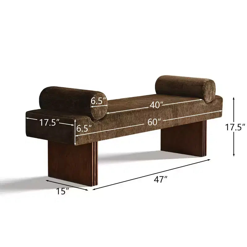 Panca moderna imbottita in ciniglia con cuscini, panca da ingresso con seduta imbottita, panca fondoletto per camera da letto o soggiorno-Panipeachy