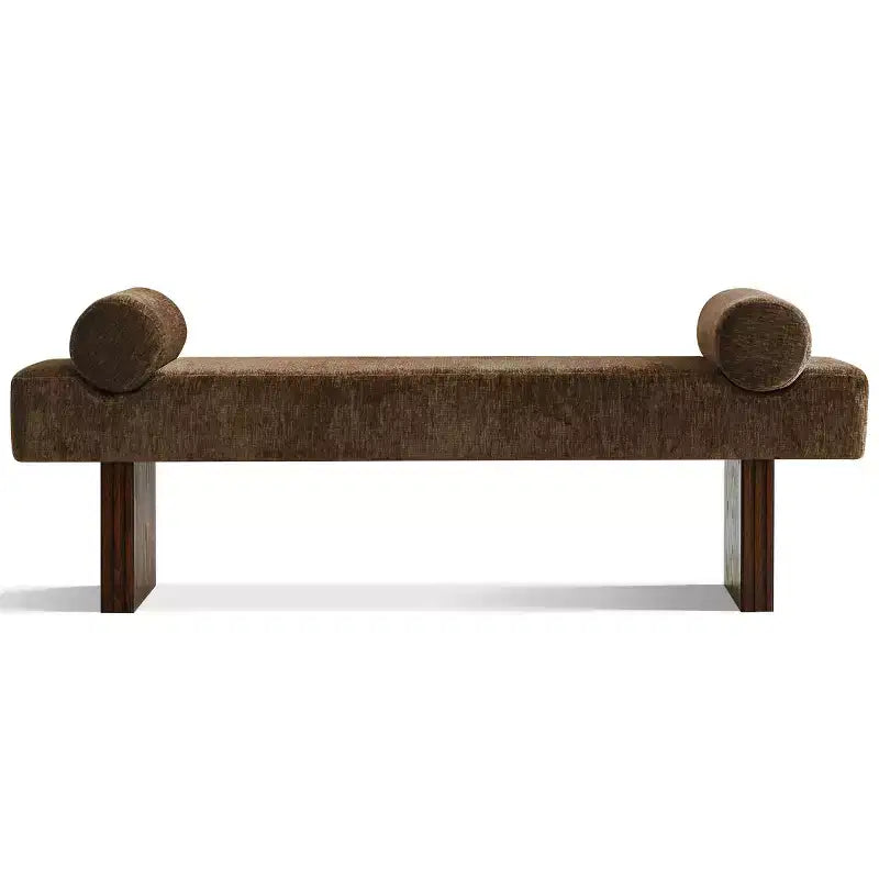 Panca moderna imbottita in ciniglia con cuscini, panca da ingresso con seduta imbottita, panca fondoletto per camera da letto o soggiorno-Panipeachy