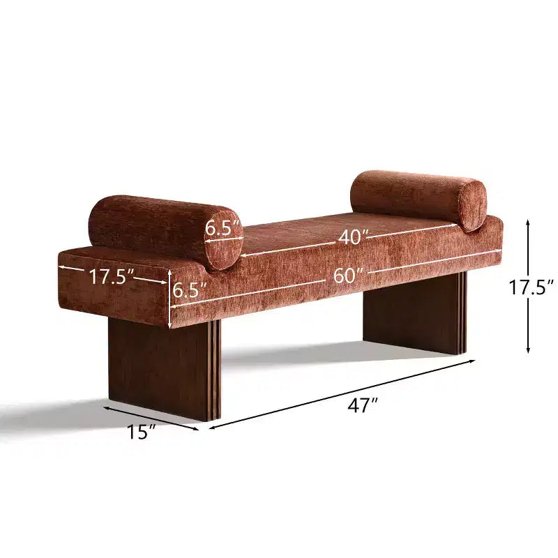 Panca moderna imbottita in ciniglia con cuscini, panca da ingresso con seduta imbottita, panca fondoletto per camera da letto o soggiorno-Panipeachy