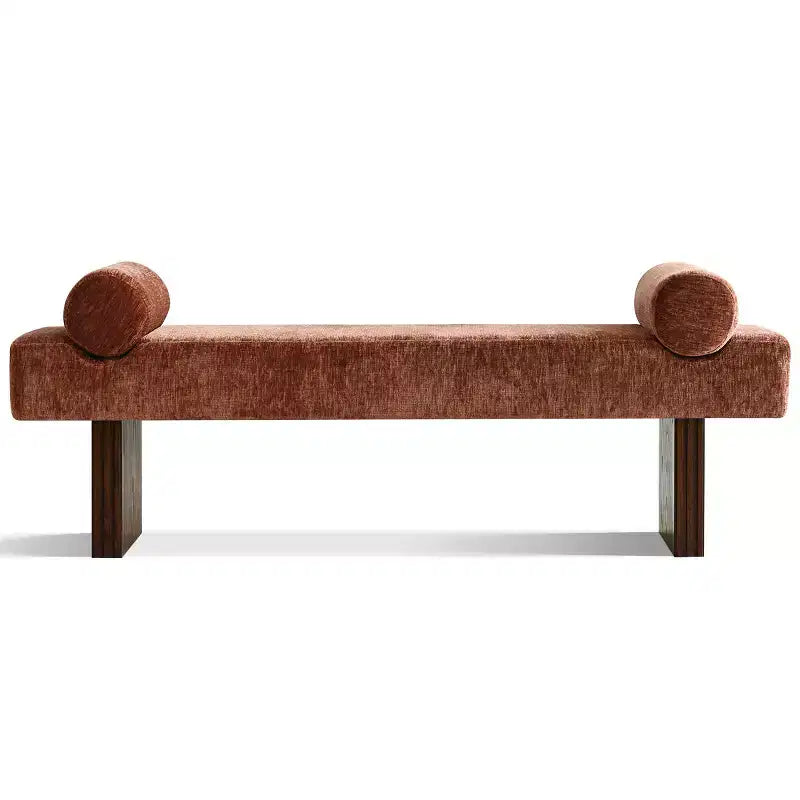 Panca moderna imbottita in ciniglia con cuscini, panca da ingresso con seduta imbottita, panca fondoletto per camera da letto o soggiorno-Panipeachy