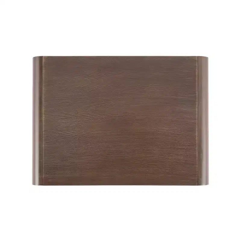 Comodino moderno curvo Whisen con pannello a rilievo geometrico, completamente assemblato, con 2 cassetti e ripiano aperto, robusto tavolino in legno - Noce