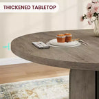 Tavolo da pranzo rotondo allungabile da cascina 120-160 cm Tavolo da cucina in legno allungabile con gambe più larghe e supporto in metallo per 4-8 persone, salvaspazio per appartamento
