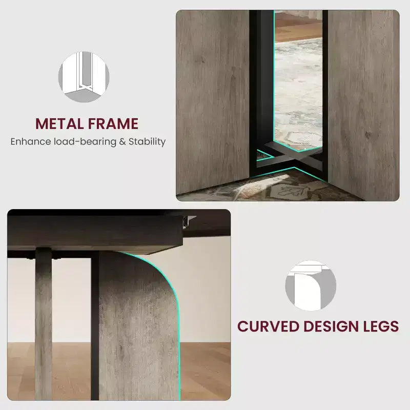 Tavolo da pranzo rotondo allungabile da cascina 120-160 cm Tavolo da cucina in legno allungabile con gambe più larghe e supporto in metallo per 4-8 persone, salvaspazio per appartamento