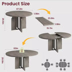 Tavolo da pranzo rotondo allungabile da cascina 120-160 cm Tavolo da cucina in legno allungabile con gambe più larghe e supporto in metallo per 4-8 persone, salvaspazio per appartamento
