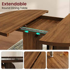 Tavolo da pranzo rotondo allungabile da cascina 120-160 cm Tavolo da cucina in legno allungabile con gambe più larghe e supporto in metallo per 4-8 persone, salvaspazio per appartamento
