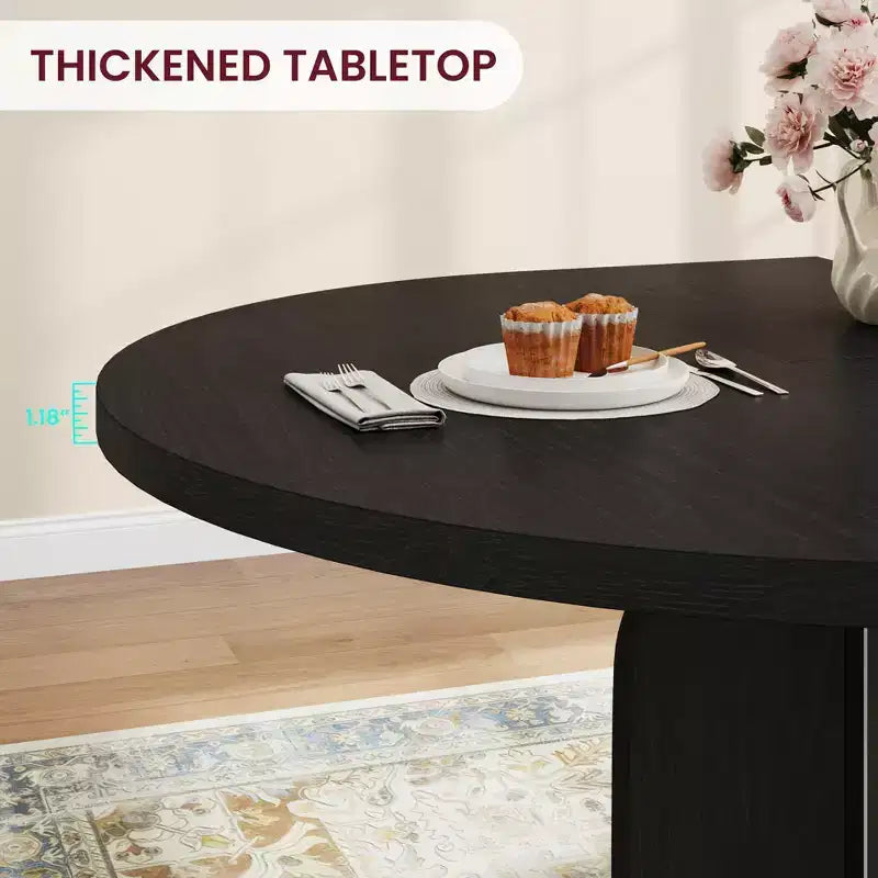Tavolo da pranzo rotondo allungabile da cascina 120-160 cm Tavolo da cucina in legno allungabile con gambe più larghe e supporto in metallo per 4-8 persone, salvaspazio per appartamento
