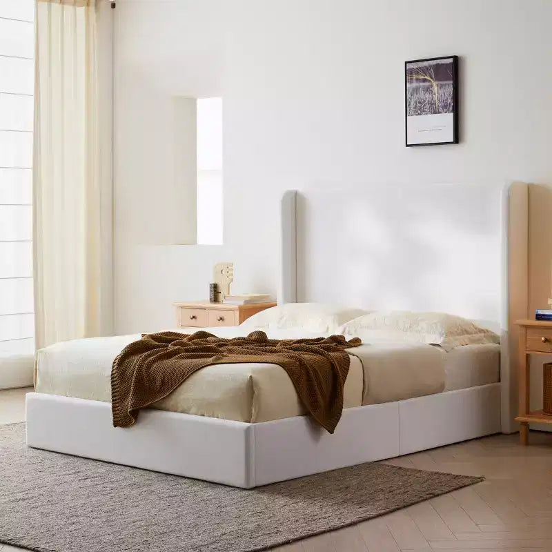 Christopher Knight Home Heino - Letto da terra moderno in microfibra di cocco con testiera ad alette