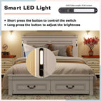 Struttura Letto a Baldacchino Clihome con Testiera Alta, Cassetti Portaoggetti e Luci a LED (Queen/King)