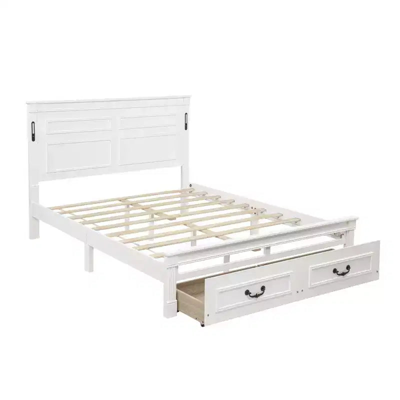 Struttura Letto a Baldacchino Clihome con Testiera Alta, Cassetti Portaoggetti e Luci a LED (Queen/King)