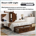 Struttura Letto a Baldacchino Clihome con Testiera Alta, Cassetti Portaoggetti e Luci a LED (Queen/King)