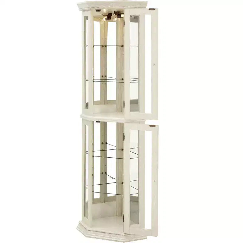 MAYEERTY Mobile Angolare da Salotto MDF+Vetro Temperato Scaffali Regolabili Salvaspazio