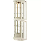 MAYEERTY Mobile Angolare da Salotto MDF+Vetro Temperato Scaffali Regolabili Salvaspazio