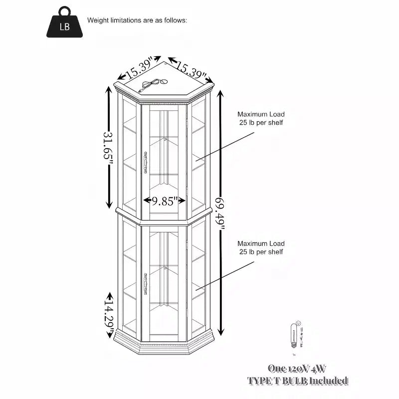 MAYEERTY Mobile Angolare da Salotto MDF+Vetro Temperato Scaffali Regolabili Salvaspazio