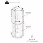 MAYEERTY Mobile Angolare da Salotto MDF+Vetro Temperato Scaffali Regolabili Salvaspazio