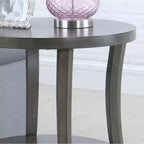 GDFStudio Tyn Tavolino moderno rotondo a 2 ripiani in legno con mensola sottostante e gambe curve