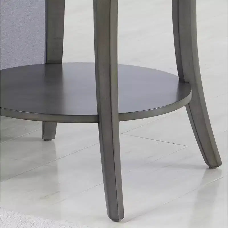 GDFStudio Tyn Tavolino moderno rotondo a 2 ripiani in legno con mensola sottostante e gambe curve