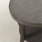 GDFStudio Tyn Tavolino moderno rotondo a 2 ripiani in legno con mensola sottostante e gambe curve