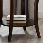 GDFStudio Tyn Tavolino moderno rotondo a 2 ripiani in legno con mensola sottostante e gambe curve