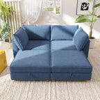 GDFStudio Zayne Divano Sezionale Modulare Trasformabile a 4 Posti in Tessuto con Contenitore Stile Moderno