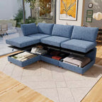 GDFStudio Zayne Divano Sezionale Modulare Trasformabile a 4 Posti in Tessuto con Contenitore Stile Moderno