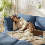 GDFStudio Zayne Divano Sezionale Modulare Trasformabile a 4 Posti in Tessuto con Contenitore Stile Moderno