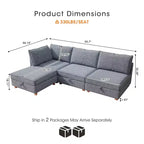 GDFStudio Zayne Divano Sezionale Modulare Trasformabile a 4 Posti in Tessuto con Contenitore Stile Moderno